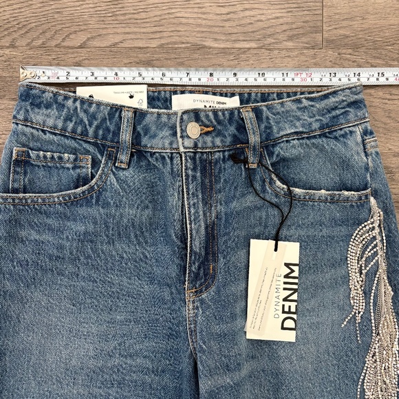 Mika Straight Leg Jean with Rhinestone Fringe NWT - Picture 5 of 6